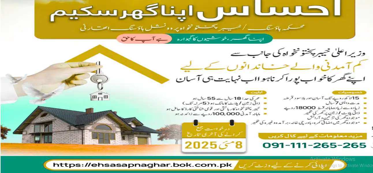 Eligibility Criteria for the Ehsas apna ghar scheme 2025
