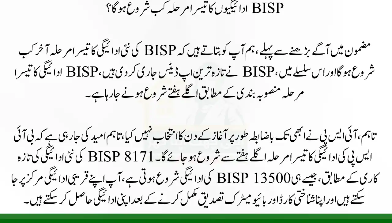 When Will the 3rd Phase of BISP Payments Start